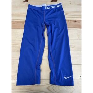 Women's blue Nike Pro combat cropped  compression leggings S SI36